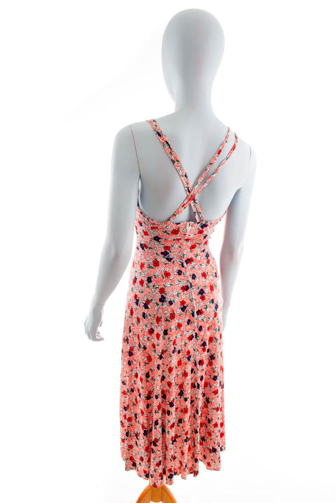 Hippie Sommerkleid rot Muster 60er 70er Boho bunt Disco Frau Hippie real-boho Rockabilly rot Special XS 32-34 vintageberlin.de