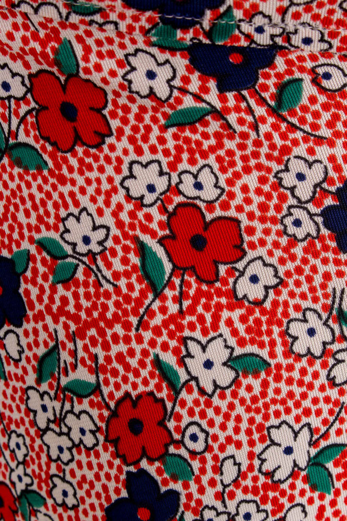 Hippie Sommerkleid rot Muster 60er 70er Boho bunt Disco Frau Hippie real-boho Rockabilly rot Special XS 32-34 vintageberlin.de