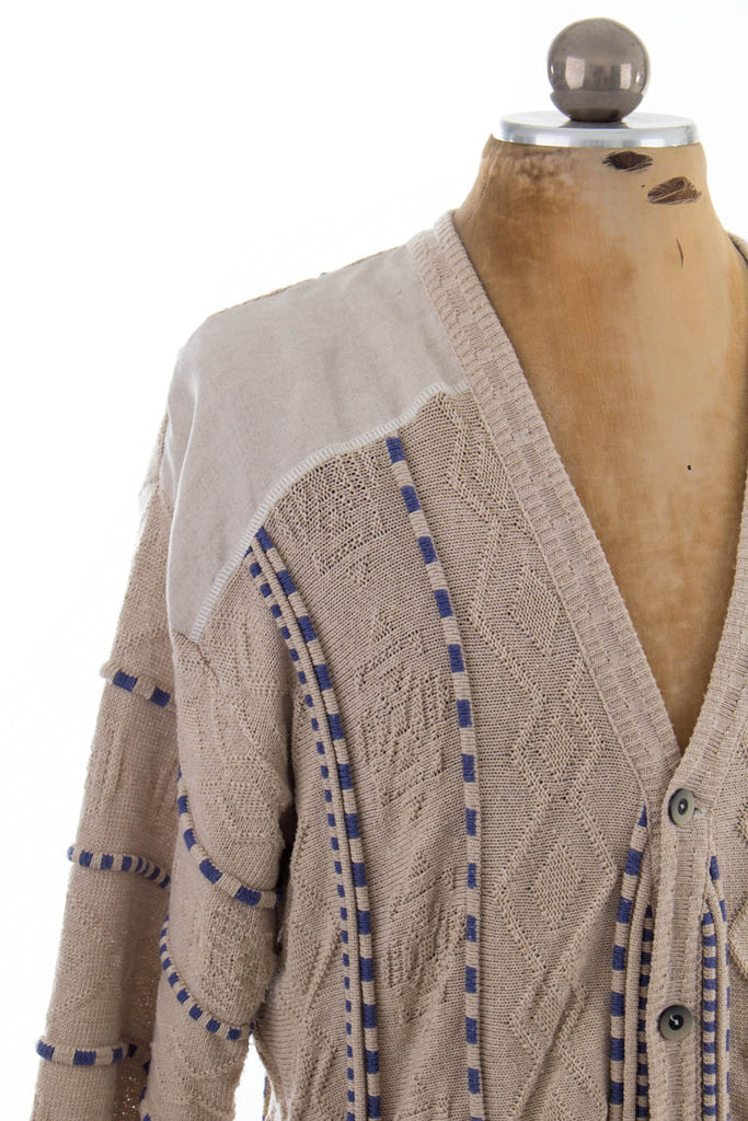 Vintage Strickjacke beige 80er 90er beige L 52-54 Mann vintageberlin.de