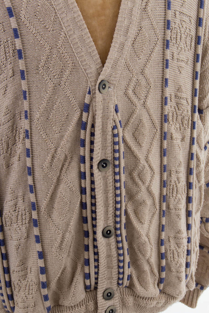 Vintage Strickjacke beige 80er 90er beige L 52-54 Mann vintageberlin.de