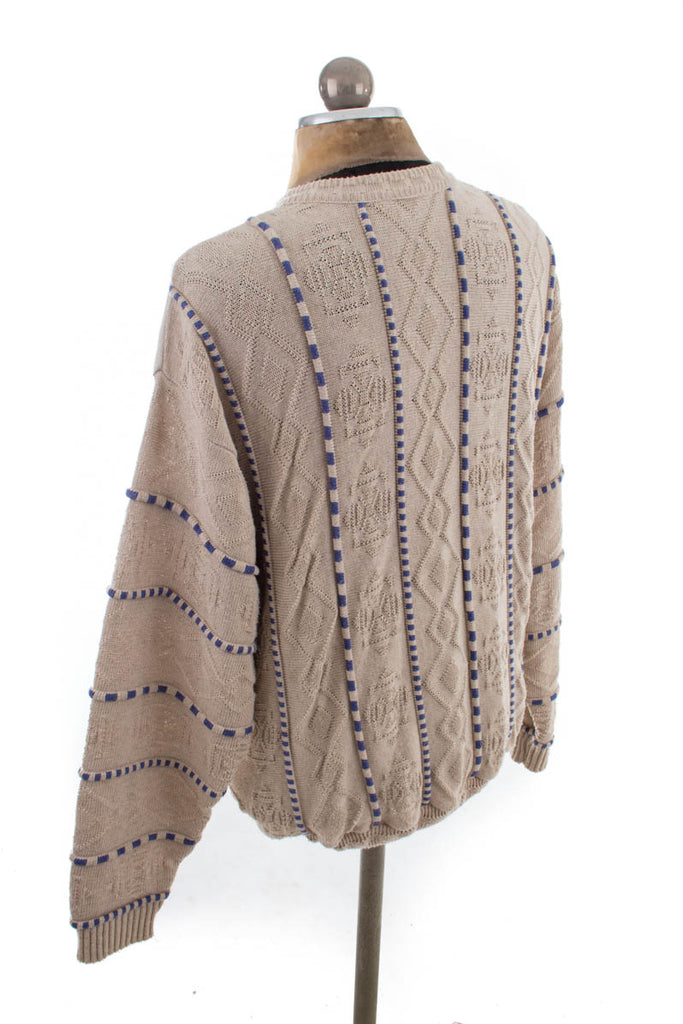 Vintage Strickjacke beige 80er 90er beige L 52-54 Mann vintageberlin.de