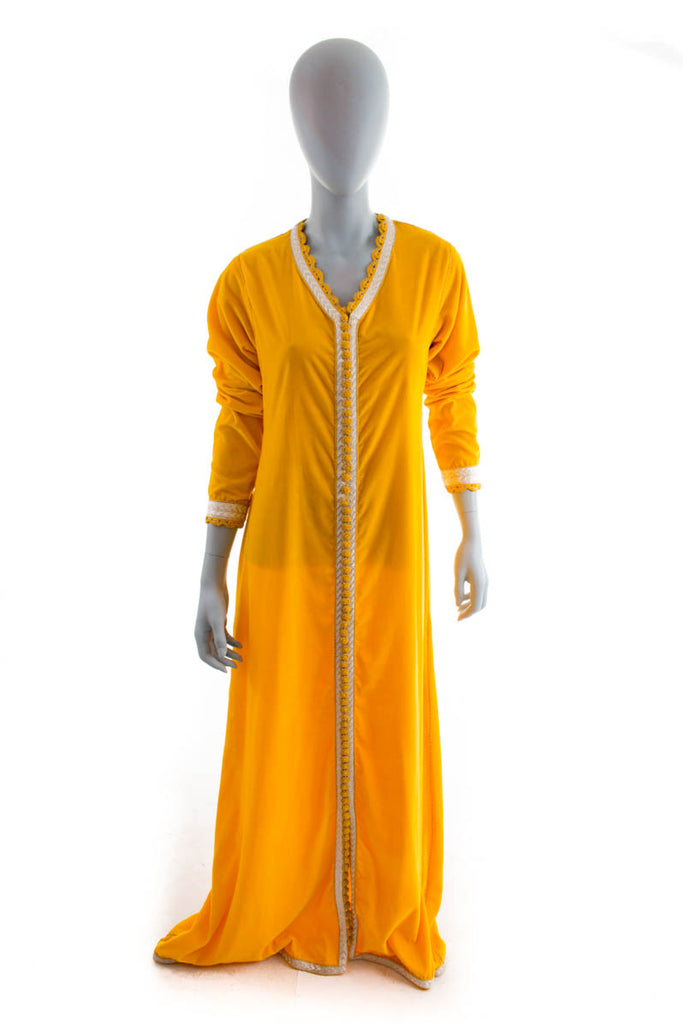 Vintage orig 70er Kaftan gelb Samt Default Title 60er 70er Abendmode Boho Disco Frau gelb M 40-42 real-disco real_disco S 36-38 Schlager Special vintageberlin.de