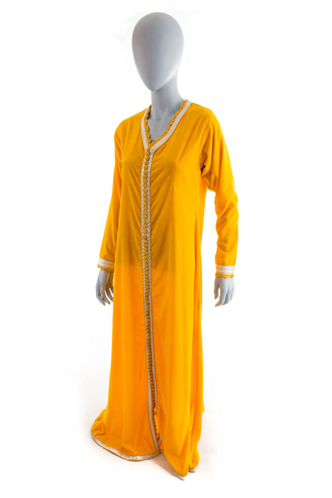 Vintage orig 70er Kaftan gelb Samt 60er 70er Abendmode Boho Disco Frau gelb M 40-42 real-disco real_disco S 36-38 Schlager Special vintageberlin.de