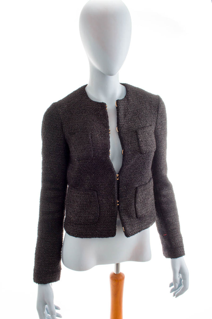 Vintage STefanel Blazer meliert 90er Designer Frau grau S 36-38 schwarz XS 32-34 vintageberlin.de