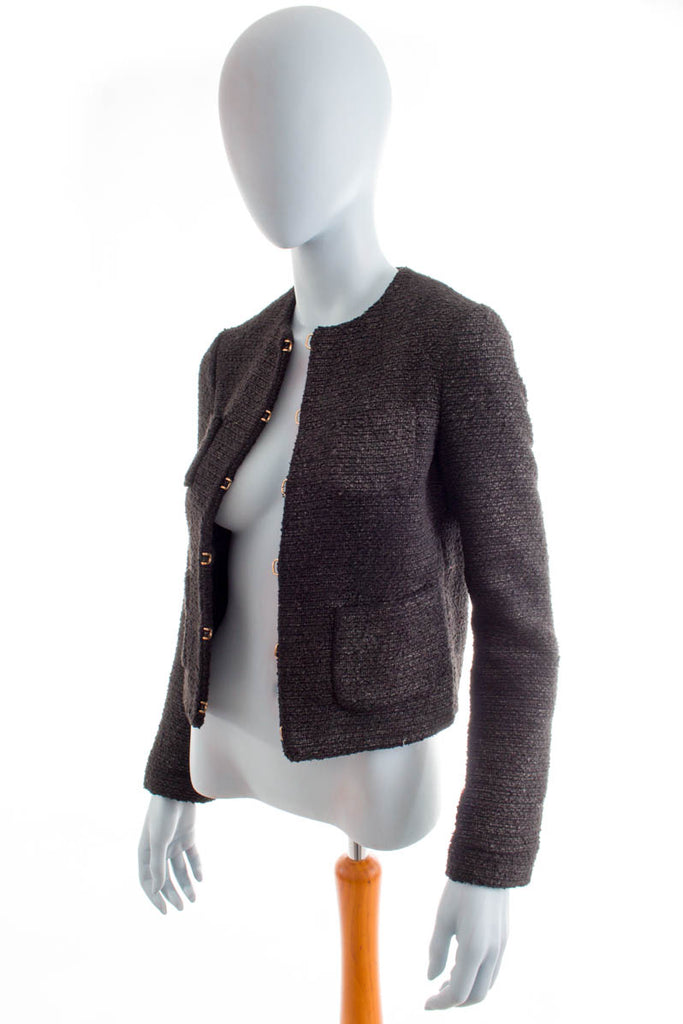 Vintage STefanel Blazer meliert 90er Designer Frau grau S 36-38 schwarz XS 32-34 vintageberlin.de
