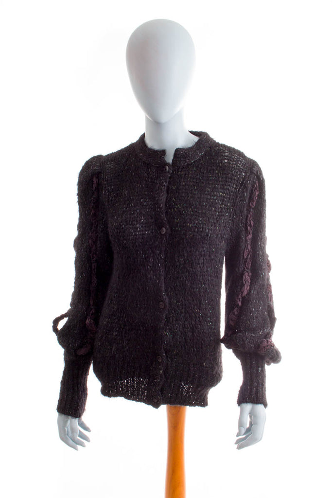 Wollmix Strickjacke schwarz Glitzer Default Title 80er Boho Frau M 40-42 Rockabilly S 36-38 schwarz Sekretärin vintageberlin.de