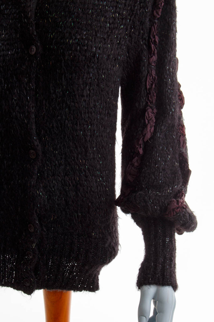 Wollmix Strickjacke schwarz Glitzer 80er Boho Frau M 40-42 Rockabilly S 36-38 schwarz Sekretärin vintageberlin.de