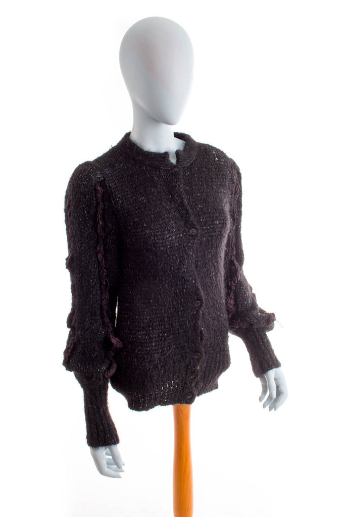 Wollmix Strickjacke schwarz Glitzer 80er Boho Frau M 40-42 Rockabilly S 36-38 schwarz Sekretärin vintageberlin.de