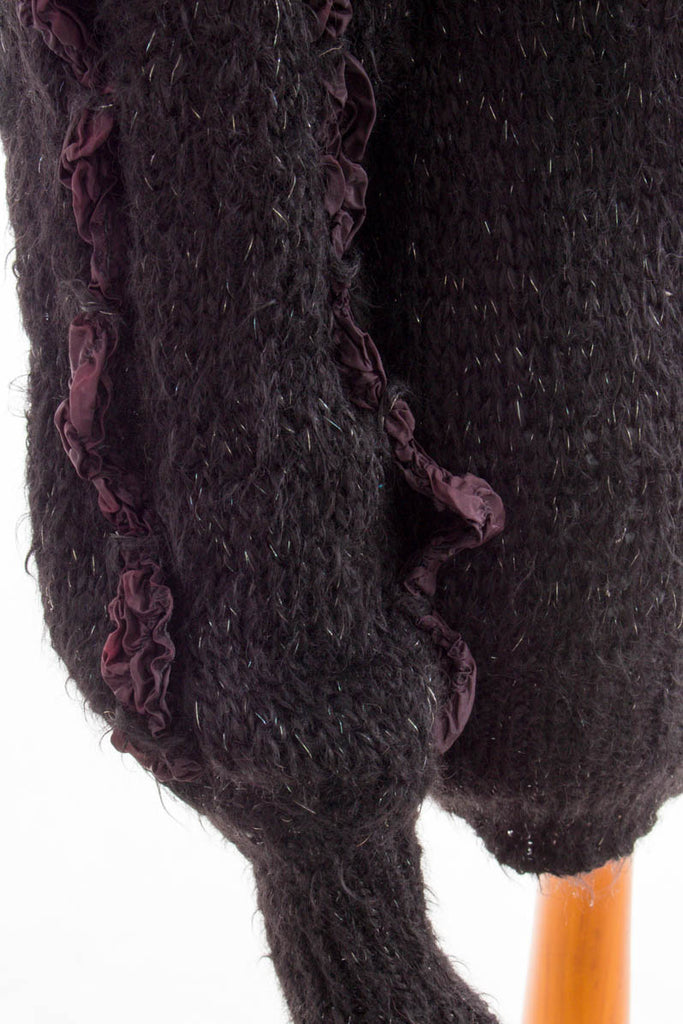 Wollmix Strickjacke schwarz Glitzer 80er Boho Frau M 40-42 Rockabilly S 36-38 schwarz Sekretärin vintageberlin.de