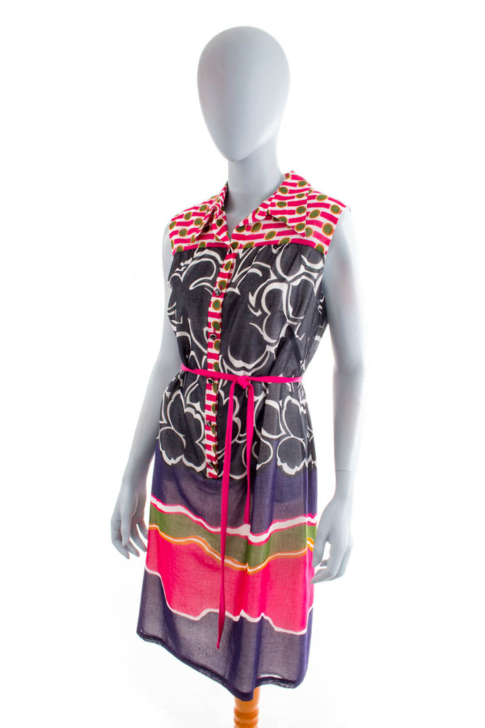 Vintage Sommerkleid bunt Baumwolle Default Title 60er 70er Boho bunt Disco Frau M 40-42 Mod real-disco real_disco Rockabilly Schlager vintageberlin.de