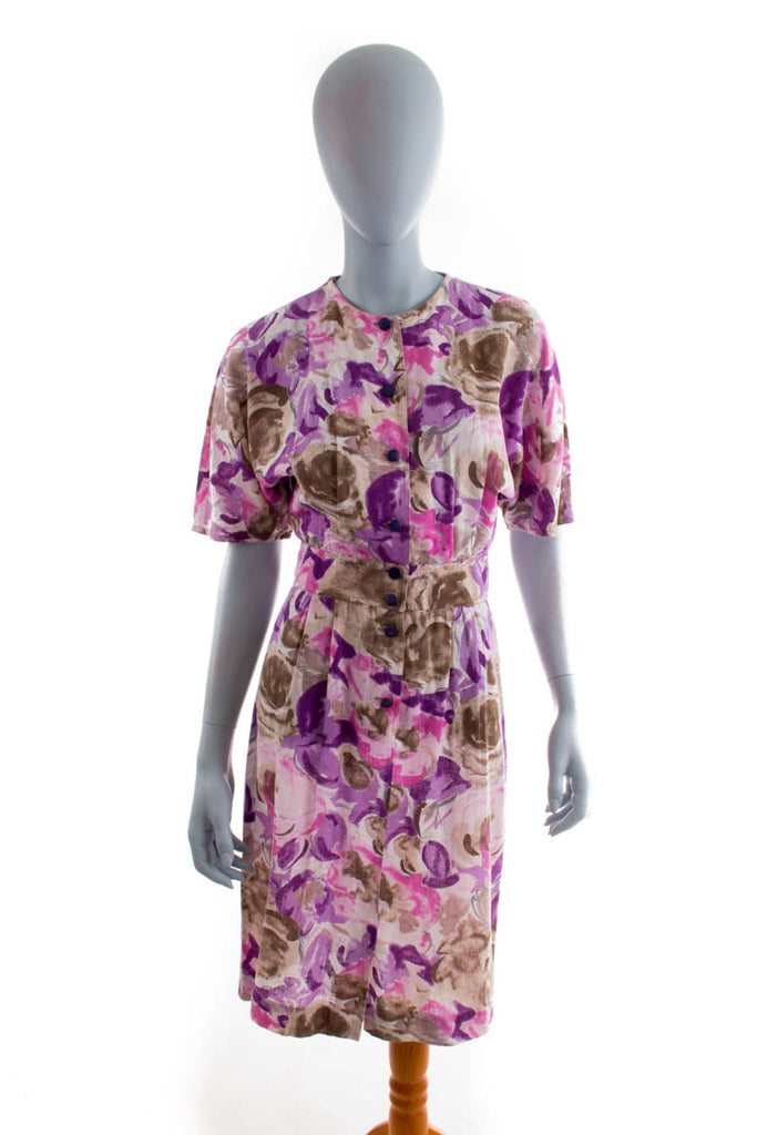 Vintage Sommerkleid bunt Leinenmix Default Title 80er 90er Boho bunt Frau lila Rockabilly XS 32-34 vintageberlin.de