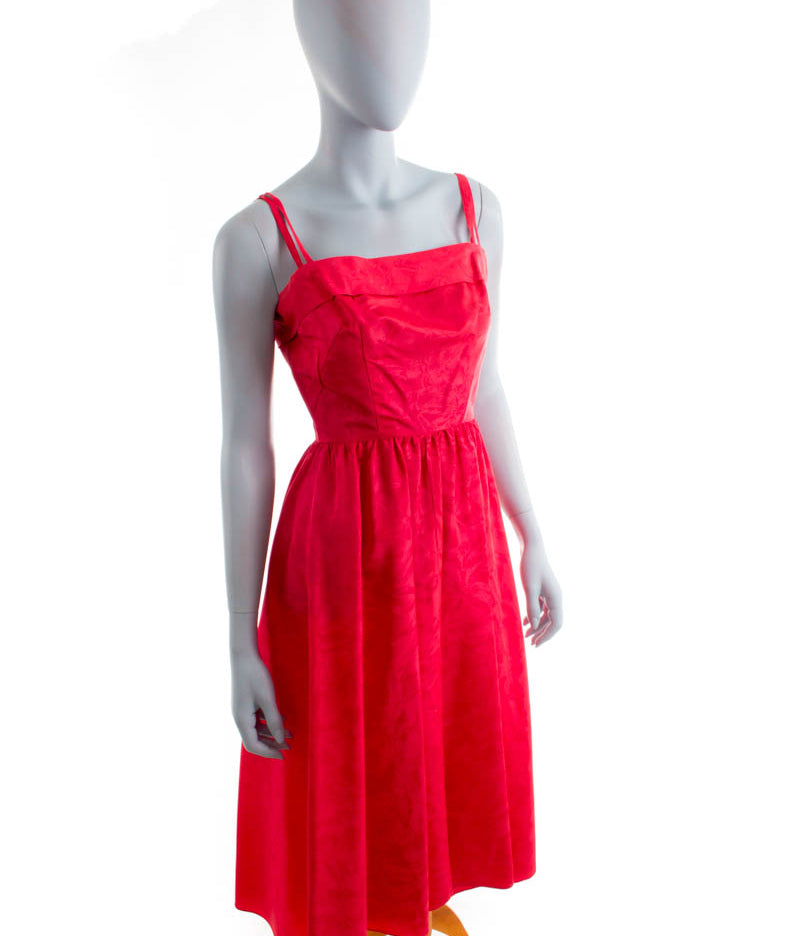 60er Jahre Taftkleid rot