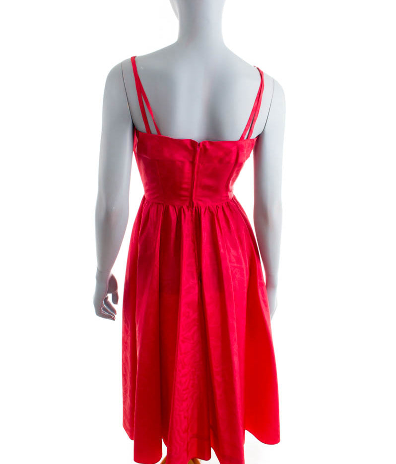 60er Jahre Taftkleid rot