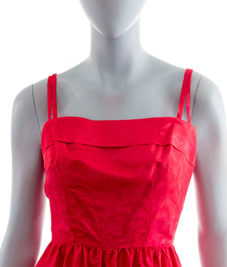60er Jahre Taftkleid rot