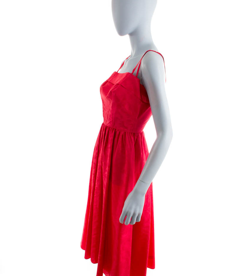 60er Jahre Taftkleid rot