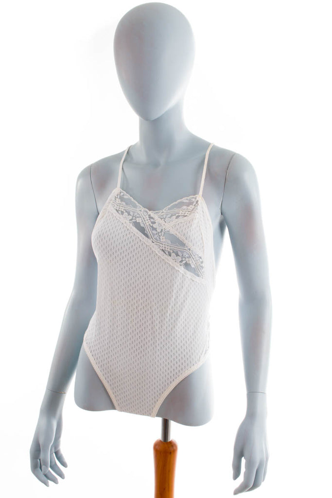 Vintage Body weiß Spitze asymmetrisch Default Title 70er 80er Boho Disco Frau L 44-46 M 40-42 Rockabilly weiß vintageberlin.de