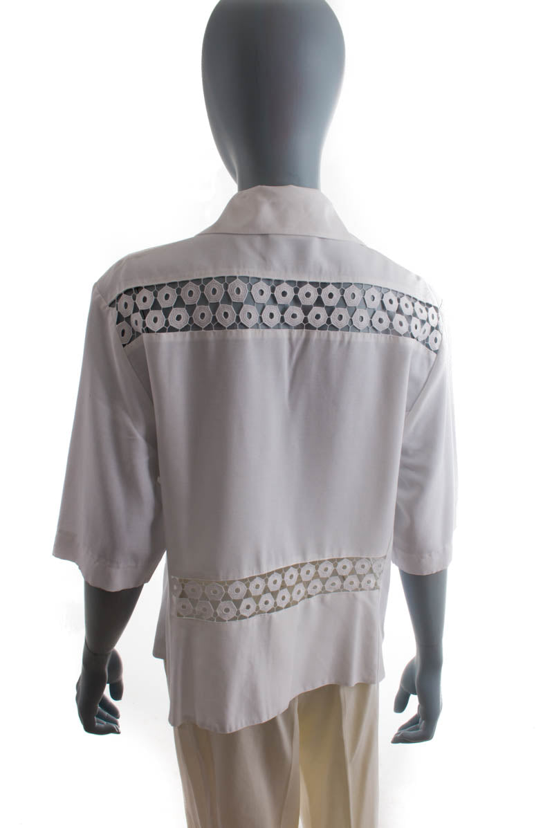 Vintage Bluse weiß Spitzeneinsatz