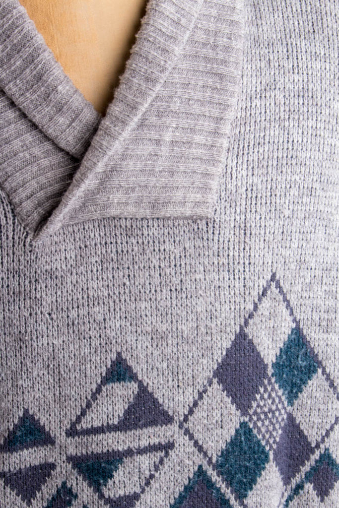 Pullover grau blau Wollmix 80er 90er blau Dandy grau L 52-54 Mann vintageberlin.de