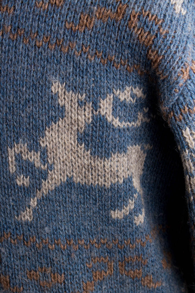 Vintage Island Pullover Rentier+Schnee 80er 90er blau Boho L 52-54 Mann Rockabilly vintageberlin.de