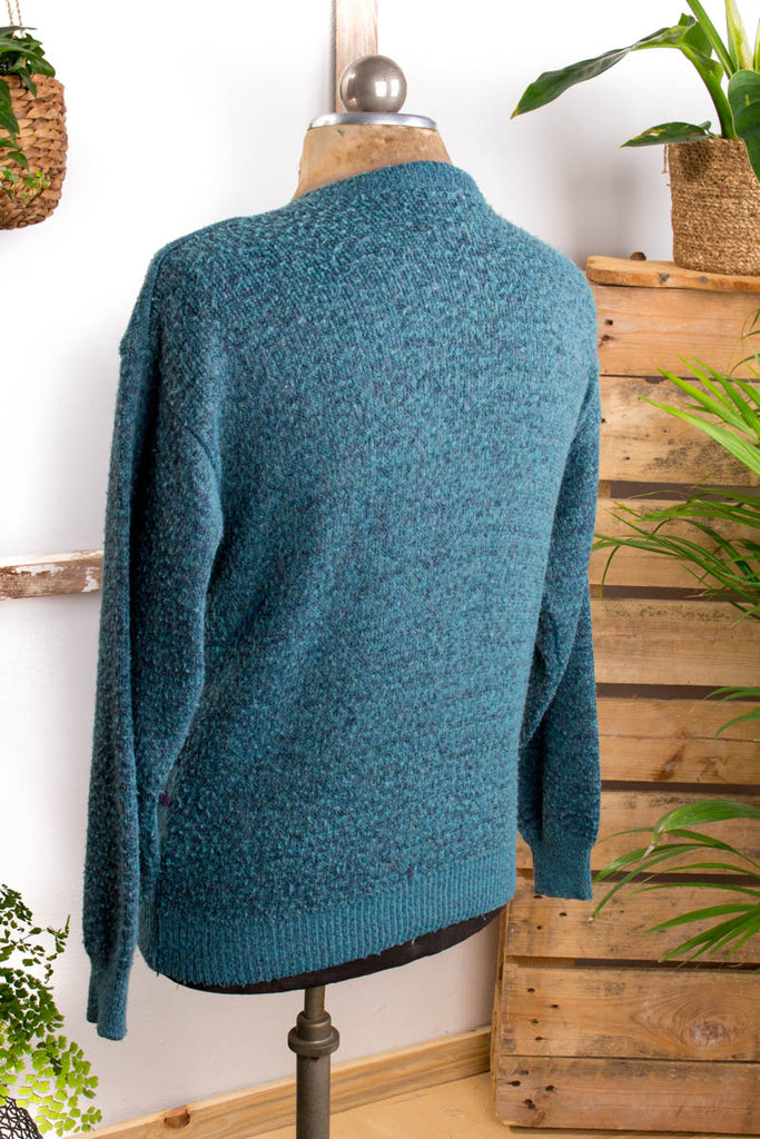 Vintage 80er Golf Pulli türkis 80er 90er Dandy Disco Mann S 44-46 türkis vintageberlin.de