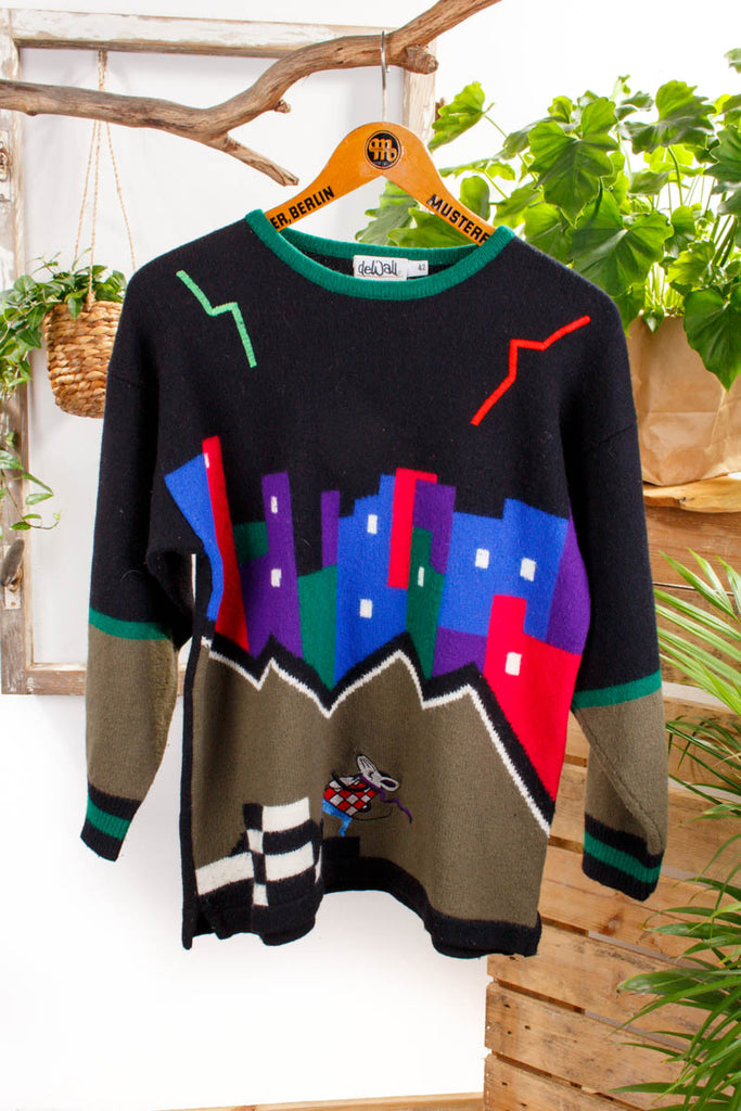 90er Jahre Pulli Wollmix Default Title 80er 90er bunt Disco Frau M 40-42 Sekretärin vintageberlin.de