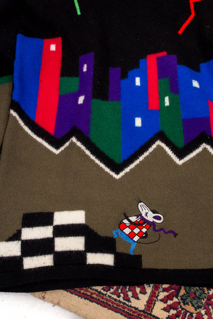 90er Jahre Pulli Wollmix 80er 90er bunt Disco Frau M 40-42 Sekretärin vintageberlin.de