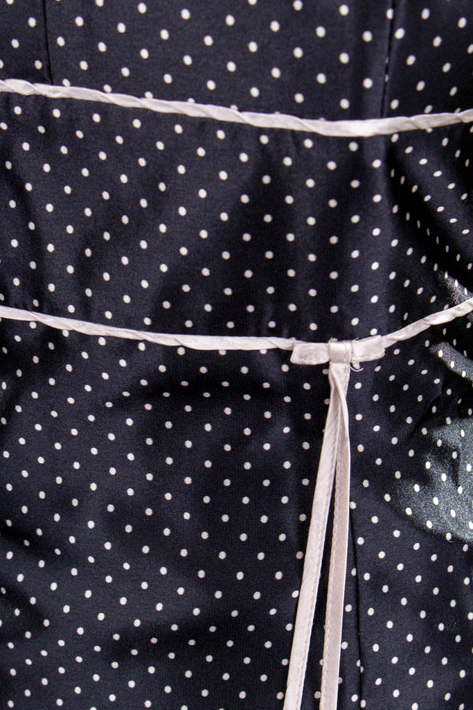 Cocktailkleid schwarz Satin Punkte 90er Abendmode Frau schwarz XS 32-34 vintageberlin.de