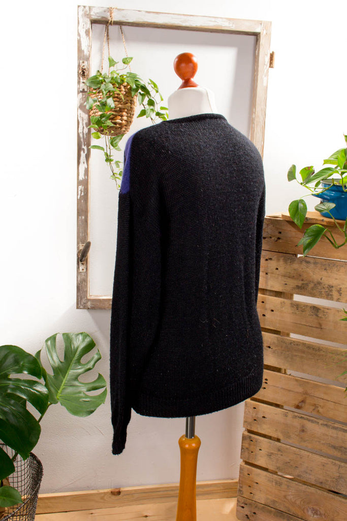 Vintage Malina Wong Pulli 80er 90er Frau lila M 40-42 S 36-38 schwarz Sekretärin vintageberlin.de