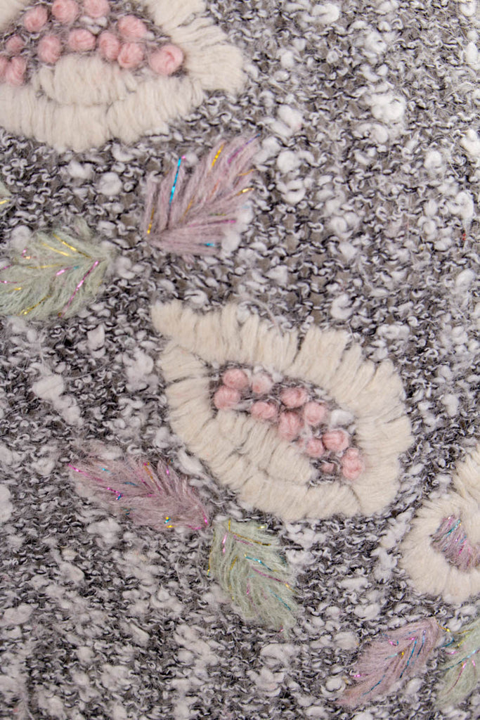 Mohair Pullover grau bestickt 80er 90er Boho Frau grau L 44-46 M 40-42 Sekretärin Unisize vintageberlin.de