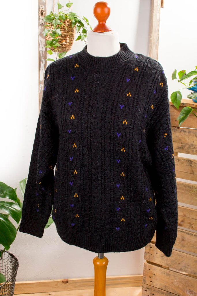 Boyfriend Strickpulli schwarz Wollmix Default Title 80er 90er Boho Frau L 44-46 M 40-42 schwarz Unisize vintageberlin.de