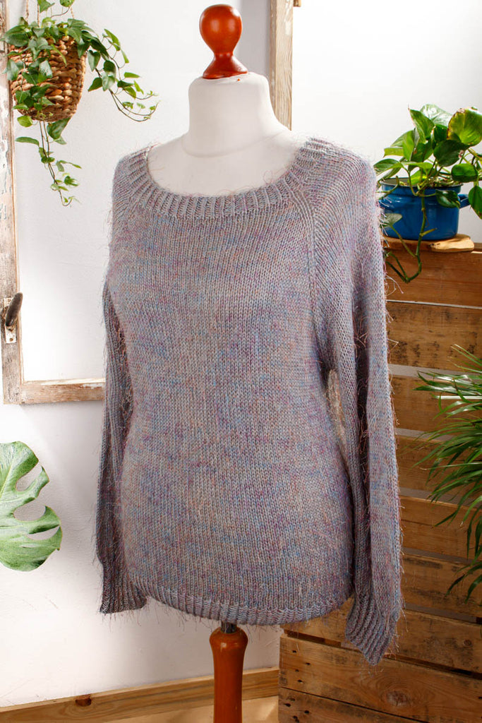 Fransenpulli bunt Default Title 90er bunt Frau grau S 36-38 Sekretärin vintageberlin.de