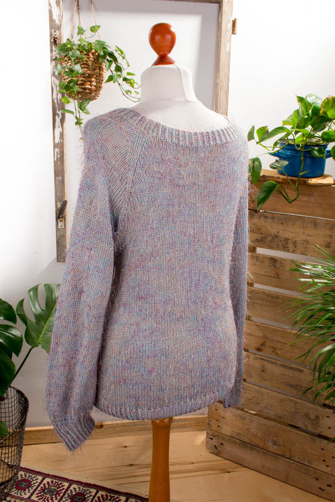 Fransenpulli bunt 90er bunt Frau grau S 36-38 Sekretärin vintageberlin.de