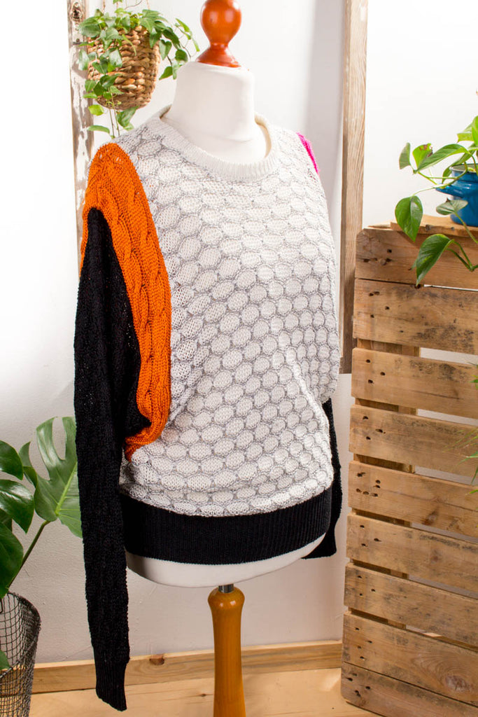 Vintage Escada Pulli Leinen 90er bunt Designer Frau M 40-42 Special vintageberlin.de