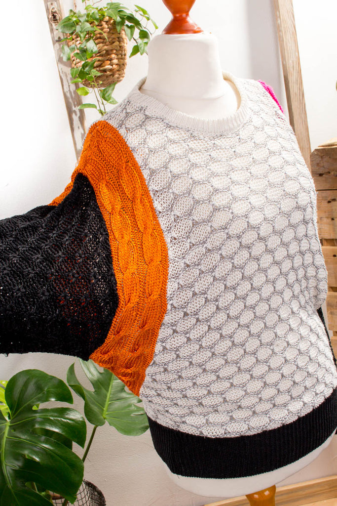 Vintage Escada Pulli Leinen 90er bunt Designer Frau M 40-42 Special vintageberlin.de