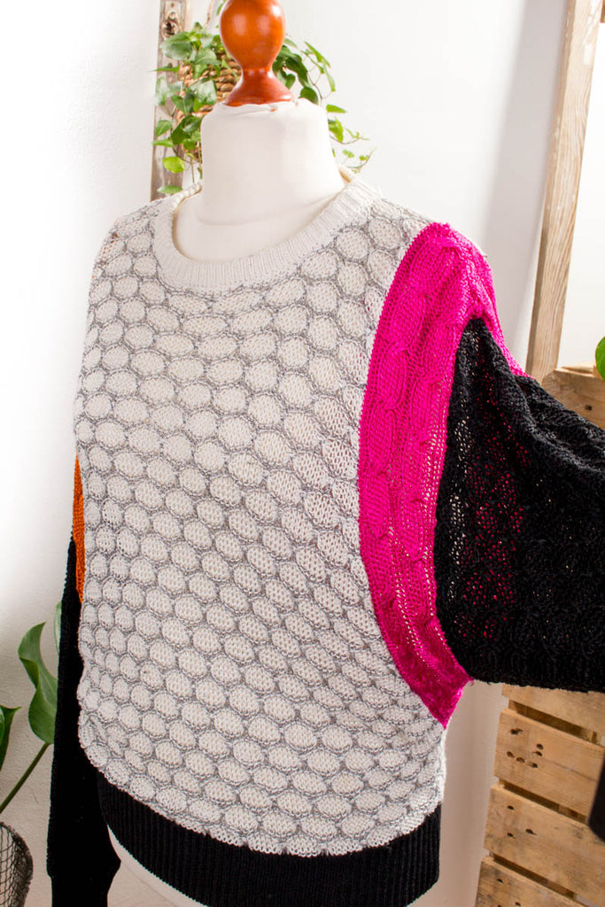 Vintage Escada Pulli Leinen 90er bunt Designer Frau M 40-42 Special vintageberlin.de