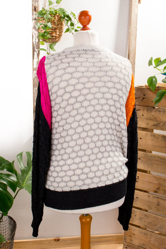 Vintage Escada Pulli Leinen 90er bunt Designer Frau M 40-42 Special vintageberlin.de