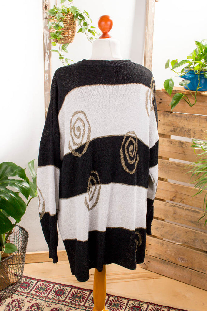 Vintage Escada Strickjacke 90er Designer Frau gold M 40-42 schwarz Sekretärin Special vintageberlin.de