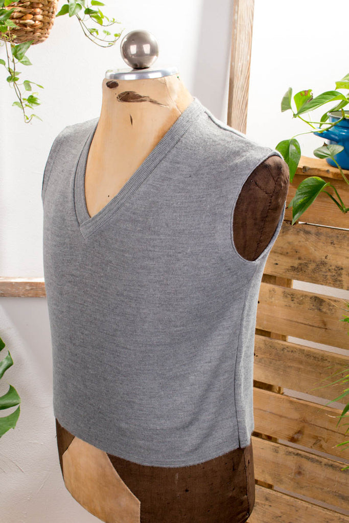 Vintage Pullunder grau Wolle 60er 70er Dandy grau Mann Rockabilly S 44-46 vintageberlin.de