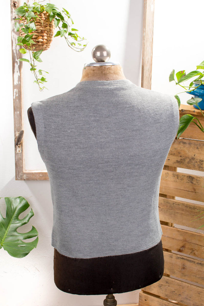 Vintage Pullunder grau Wolle 60er 70er Dandy grau Mann Rockabilly S 44-46 vintageberlin.de