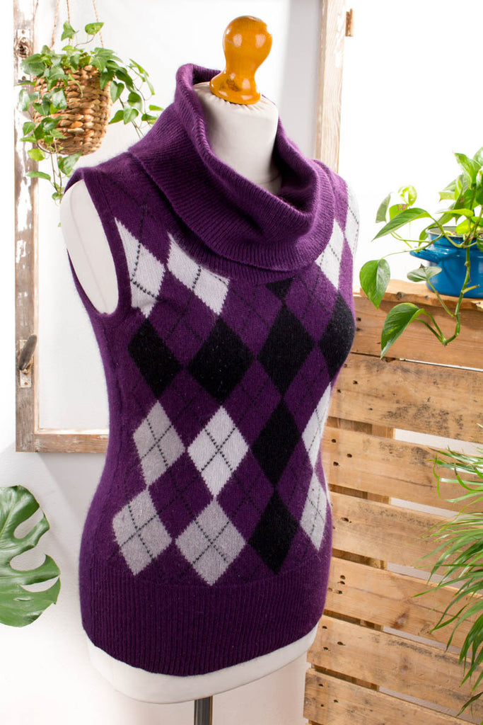 Rollkragen Angora Pulli lila Frau lila M 40-42 S 36-38 vintageberlin.de