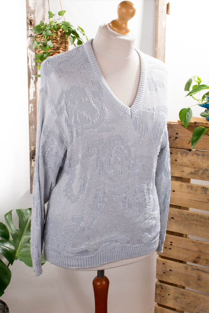 Vikosepulli silbergrau 90er Frau grau M 40-42 silber vintageberlin.de