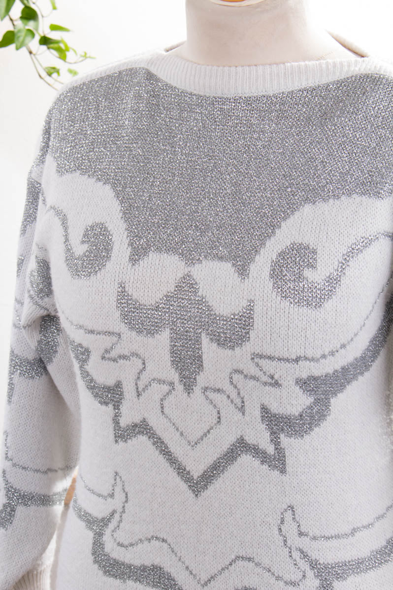 Strickpulli silber Glitzer