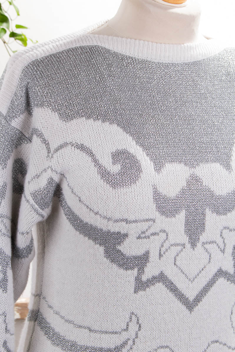 Strickpulli silber Glitzer