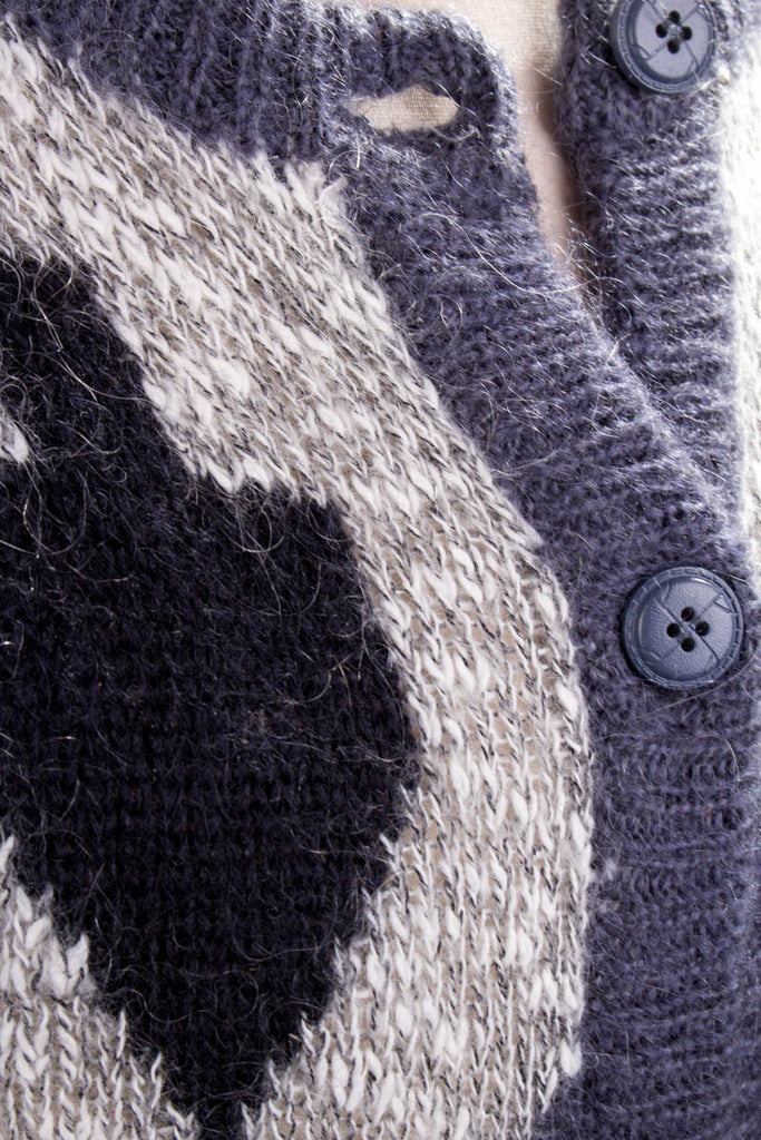 Mohair Strickjacke grau 80er 90er Frau grau M 40-42 S 36-38 schwarz Sekretärin vintageberlin.de