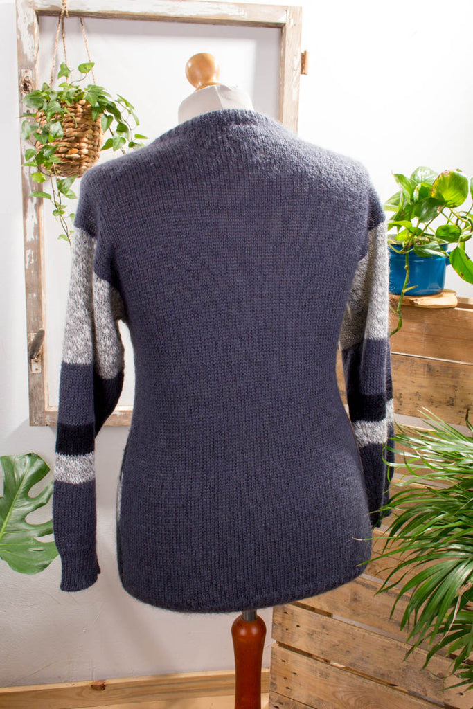 Mohair Strickjacke grau 80er 90er Frau grau M 40-42 S 36-38 schwarz Sekretärin vintageberlin.de