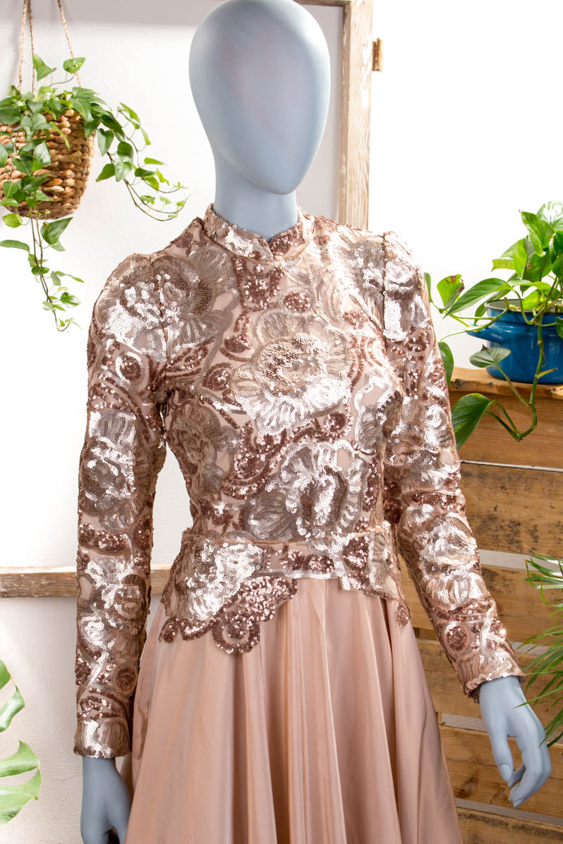 Traum Abendkleid kupfer Pailletten
