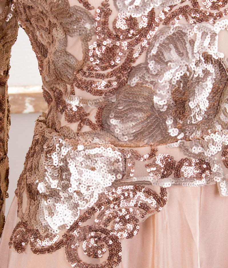 Traum Abendkleid kupfer Pailletten
