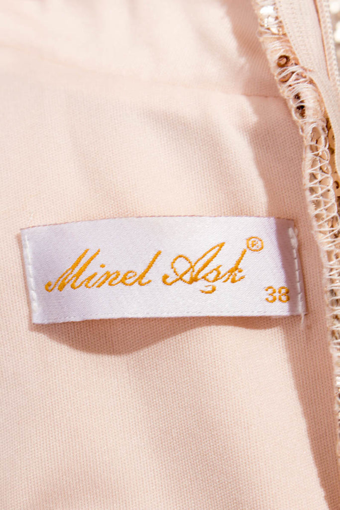 Traum Abendkleid kupfer Pailletten Abendmode beige Frau M 40-42 S 36-38 Special vintageberlin.de