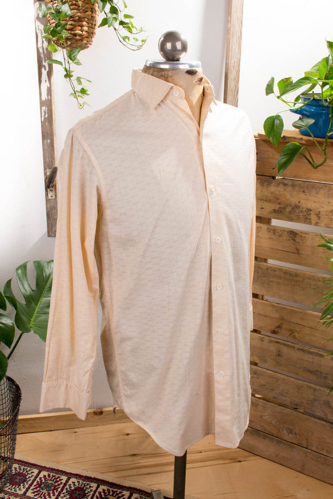 60er Jahre Hemd hellgelb Webmuster 40er 50er 60er beige Disco gelb M 48-50 Mann Rockabilly Special vintageberlin.de