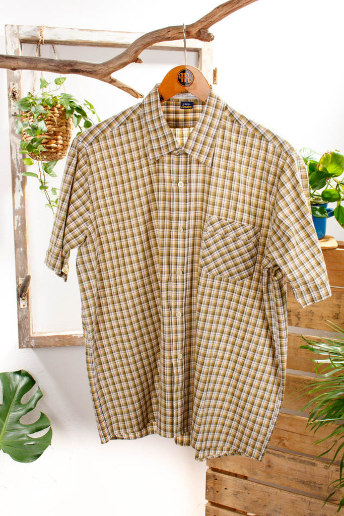 Vintage Hemd grün kariert Default Title 60er 70er braun Disco grün L 52-54 M 48-50 Mann Rockabilly vintageberlin.de